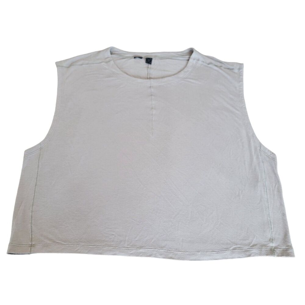 Lululemon Round neck Tank Light Grey Relaxed Cropped Sz L Women Muscle Shirt Top